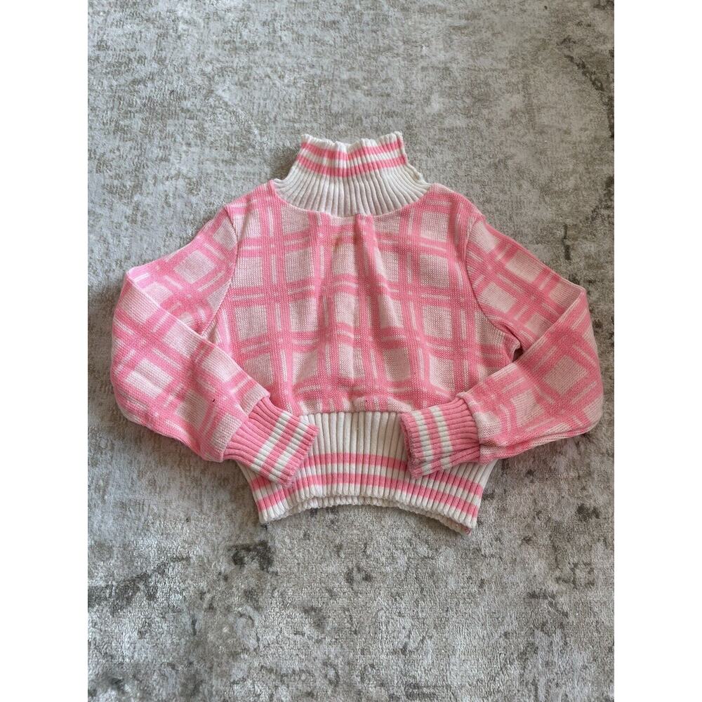 Vintage 1970s Toddler Girl Size 4 Pink & White Turtleneck Stains‎